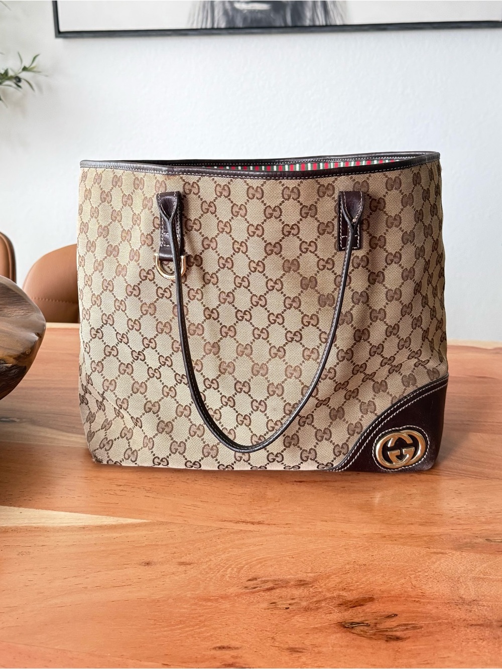 Authentic Vintage Gucci Britt GG Canvas Tote Bag